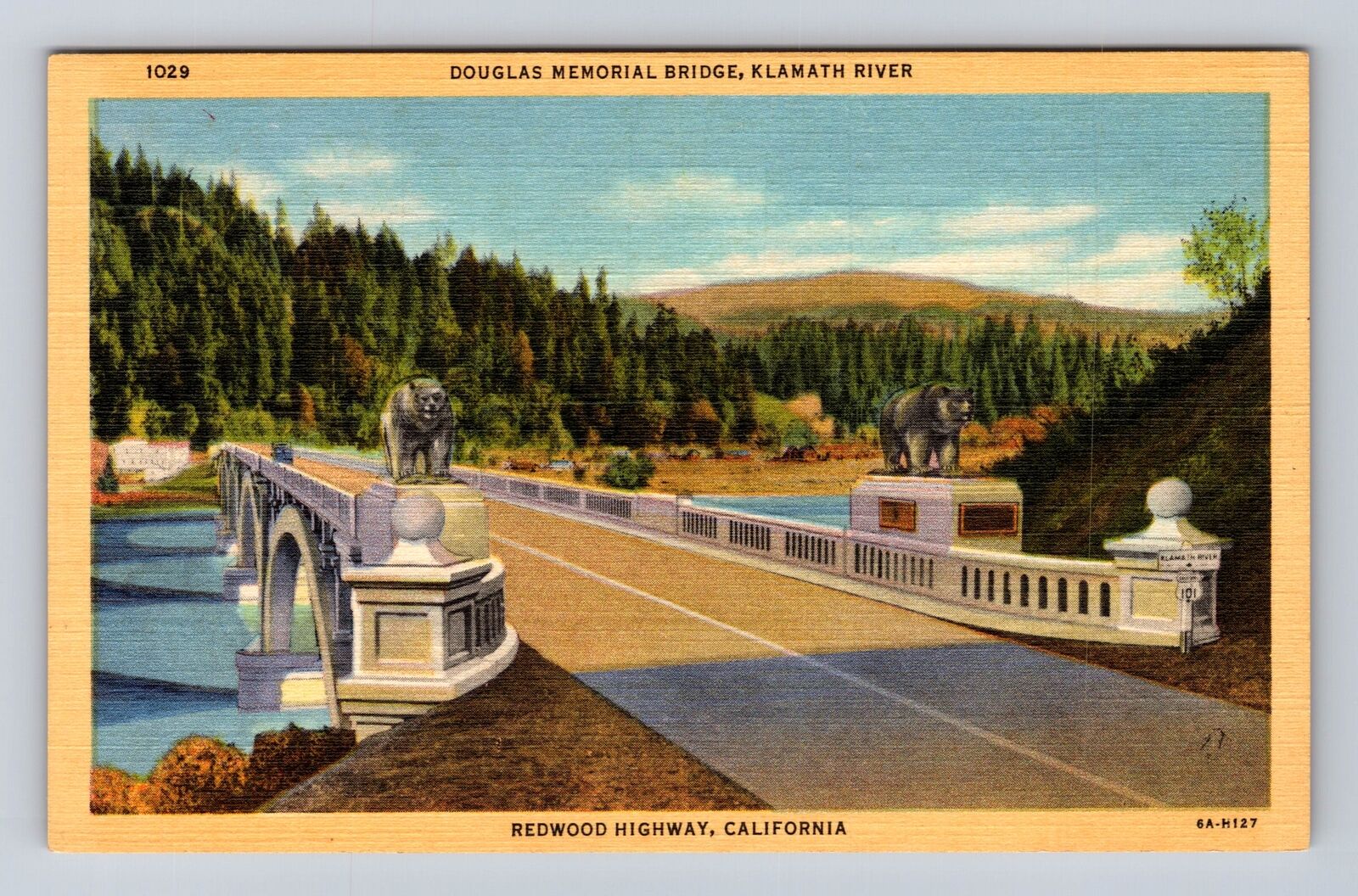 Redwood Highway CA-California, Douglas Memorial Bridge, Vintage Postcard