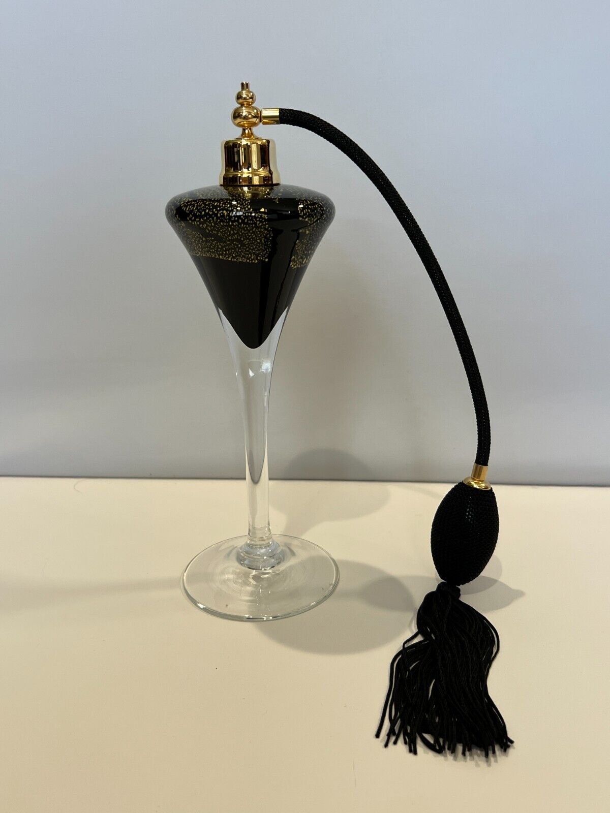 Vintage 1960s Art Deco Vintage Archimede Seguso Black & Gold Perfume Bottle, 10\