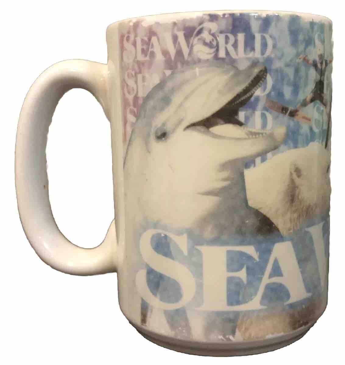Sea World Logo Orca Dolphin Polar Bear Cup 16 Oz. Mug Shamu Aquarium Theme Park