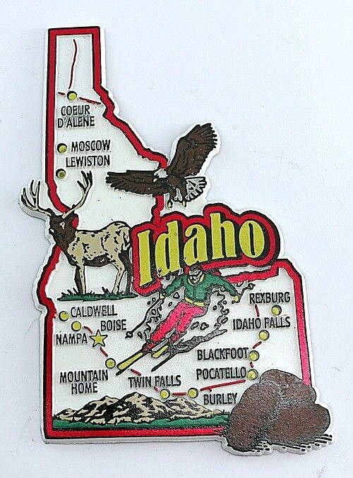 IDAHO STATE MAP AND LANDMARKS COLLAGE FRIDGE COLLECTIBLE SOUVENIR MAGNET