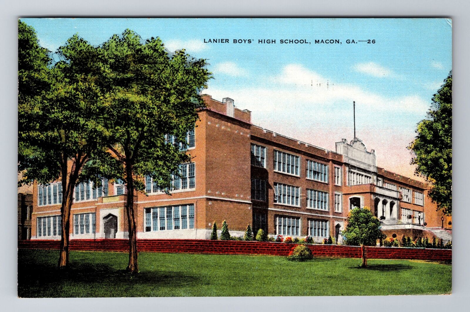 Macon GA-Georgia, Lanier Boys High School, Antique, Vintage c1944 Postcard