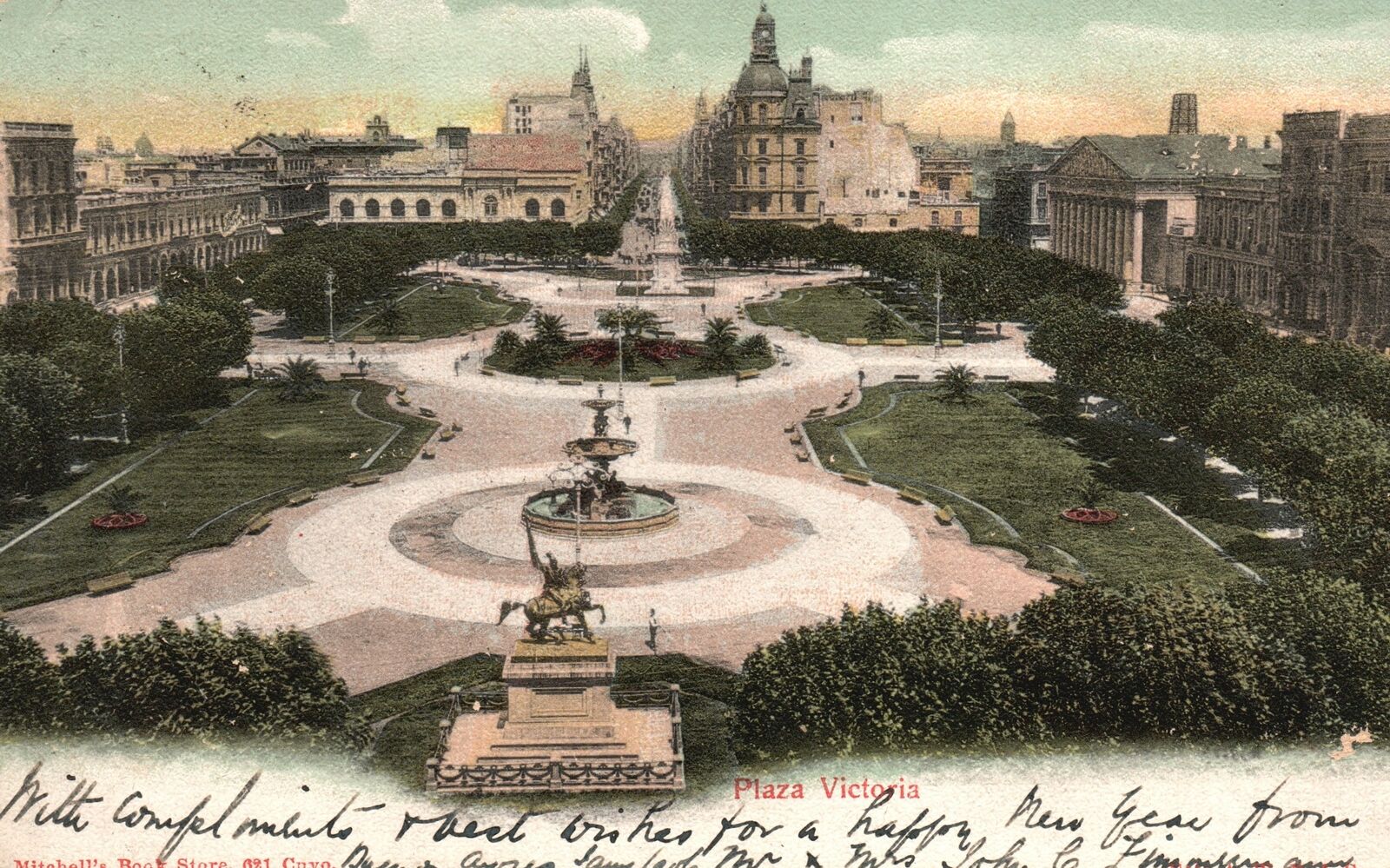 Vintage Postcard 1900\'s Plaza Victoria Library Congress Buenos Aires Argentina