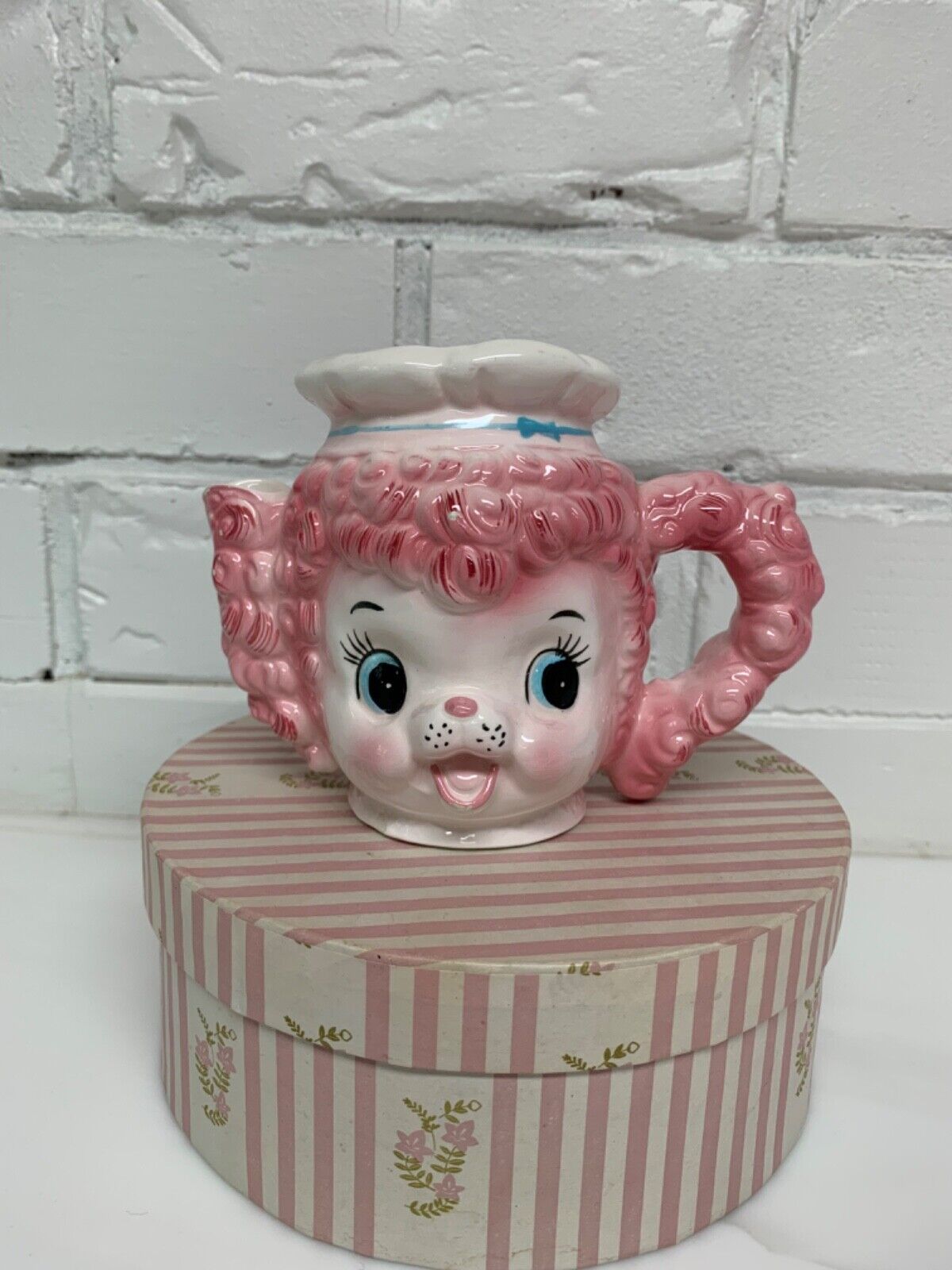 vintage ceramic rare PY Japan Lefton Pink poodle creamer 