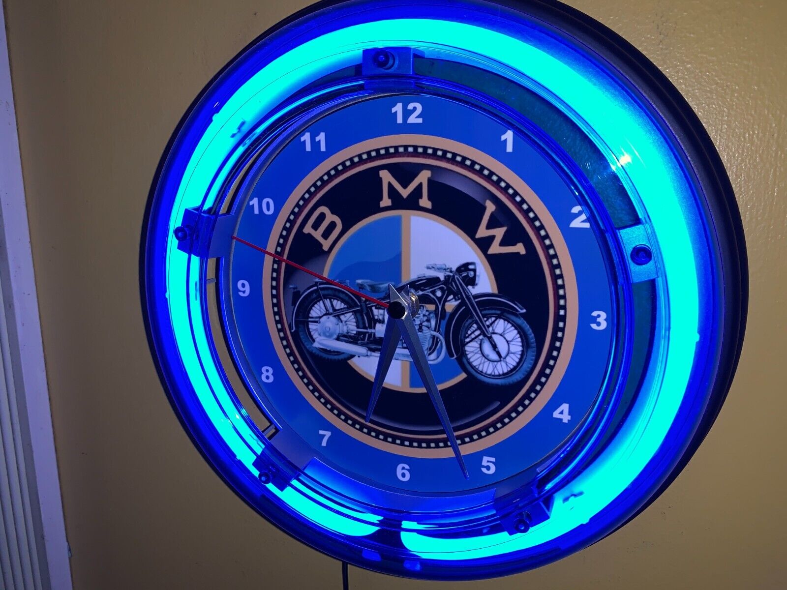 BMW Motorcycle Garage Man Cave Neon Wall Clock Advertising Sign