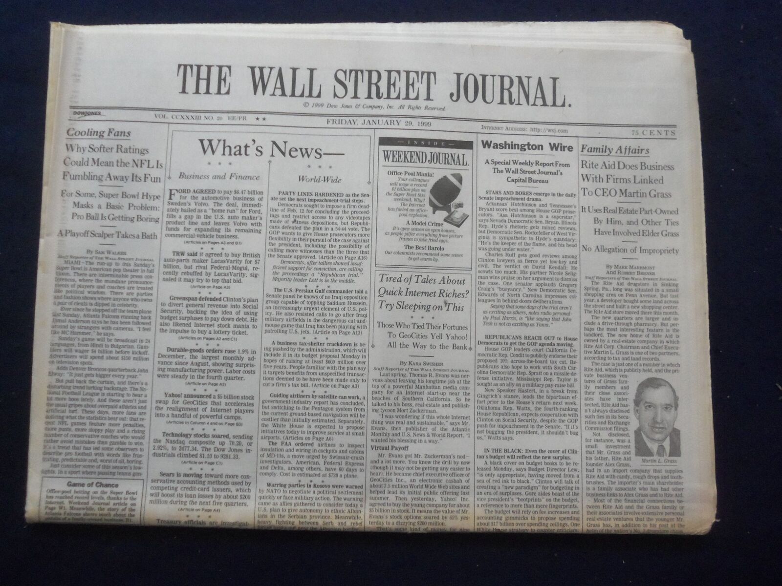 1999 JAN 29 THE WALL STREET JOURNAL - RITE AID BUSINESS, MARTIN GRASS - WJ 314
