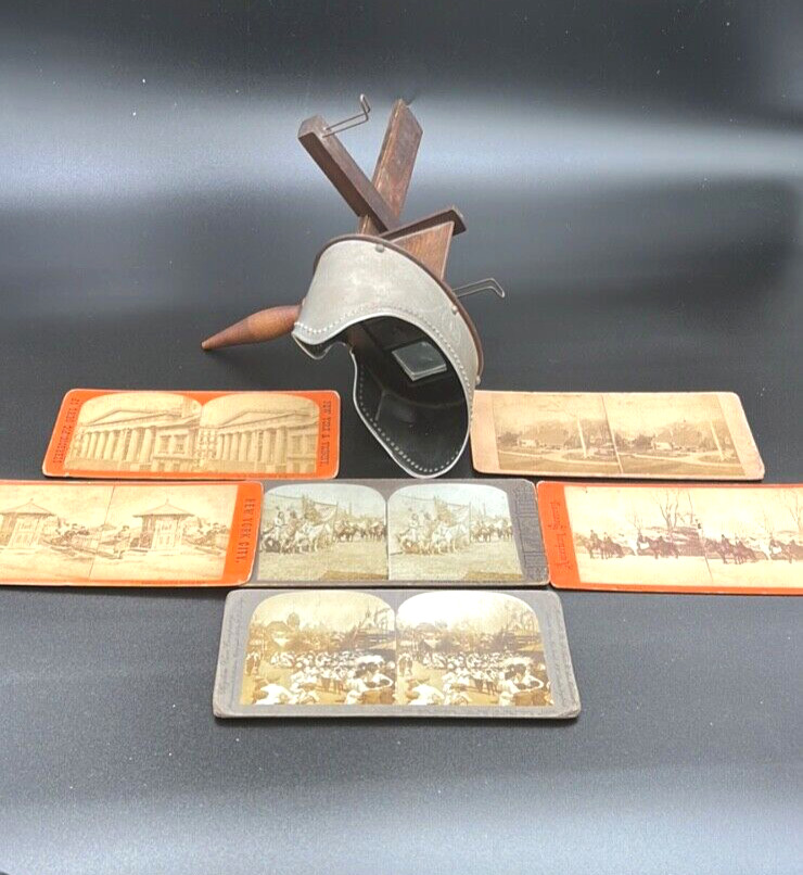 Antique Keystone Monarch Stereoscope Viewer With 6 Picture Cards