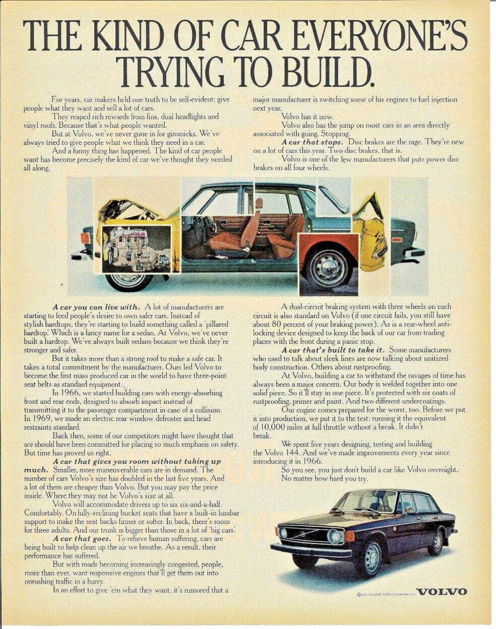 1972 \'73 VOLVO 144 Import Automobile Car Motors Vintage Magazine Print Ad 10X13
