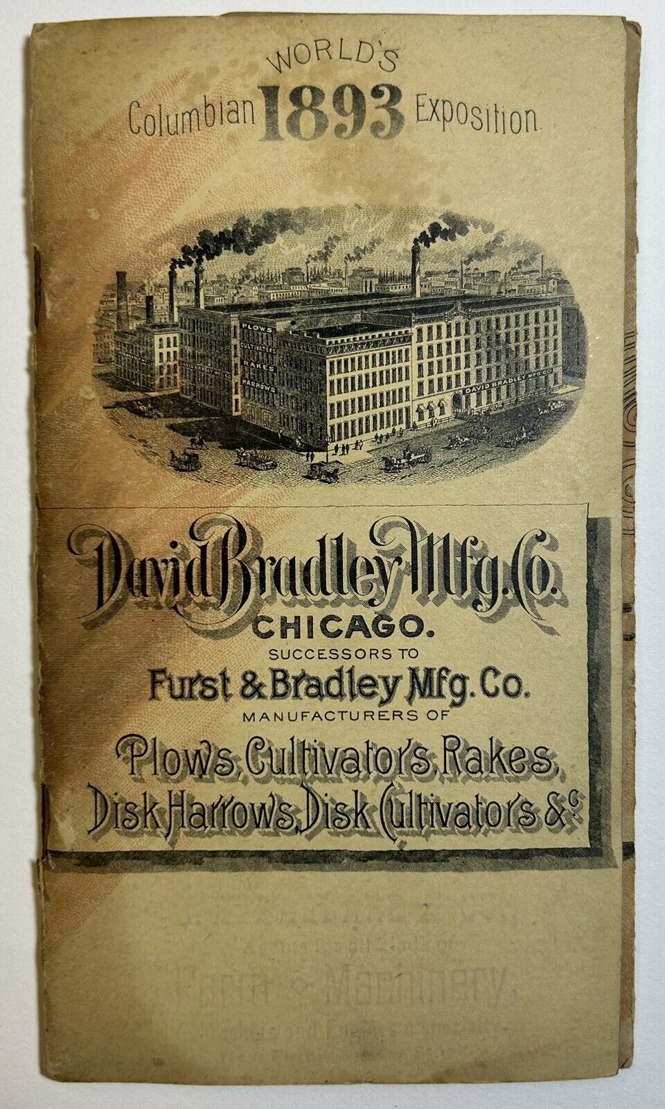 1893 World’s Columbian Exposition Info Booklet, Notebook, David Bradley Mfg Co