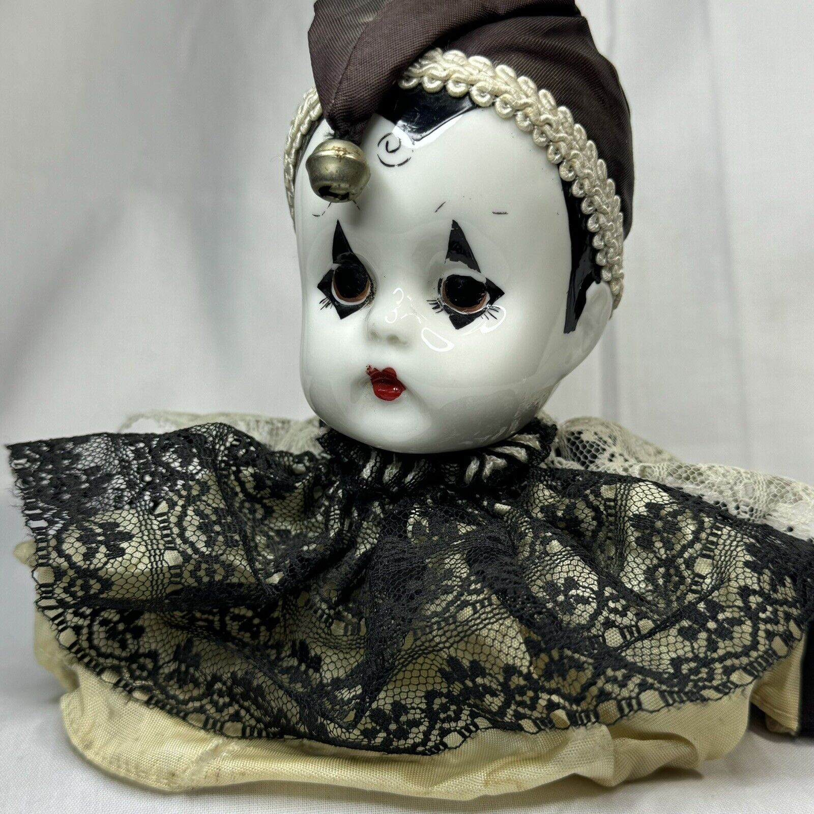 Vintage Pierrot Harlequin Baby Bust Clown Bell