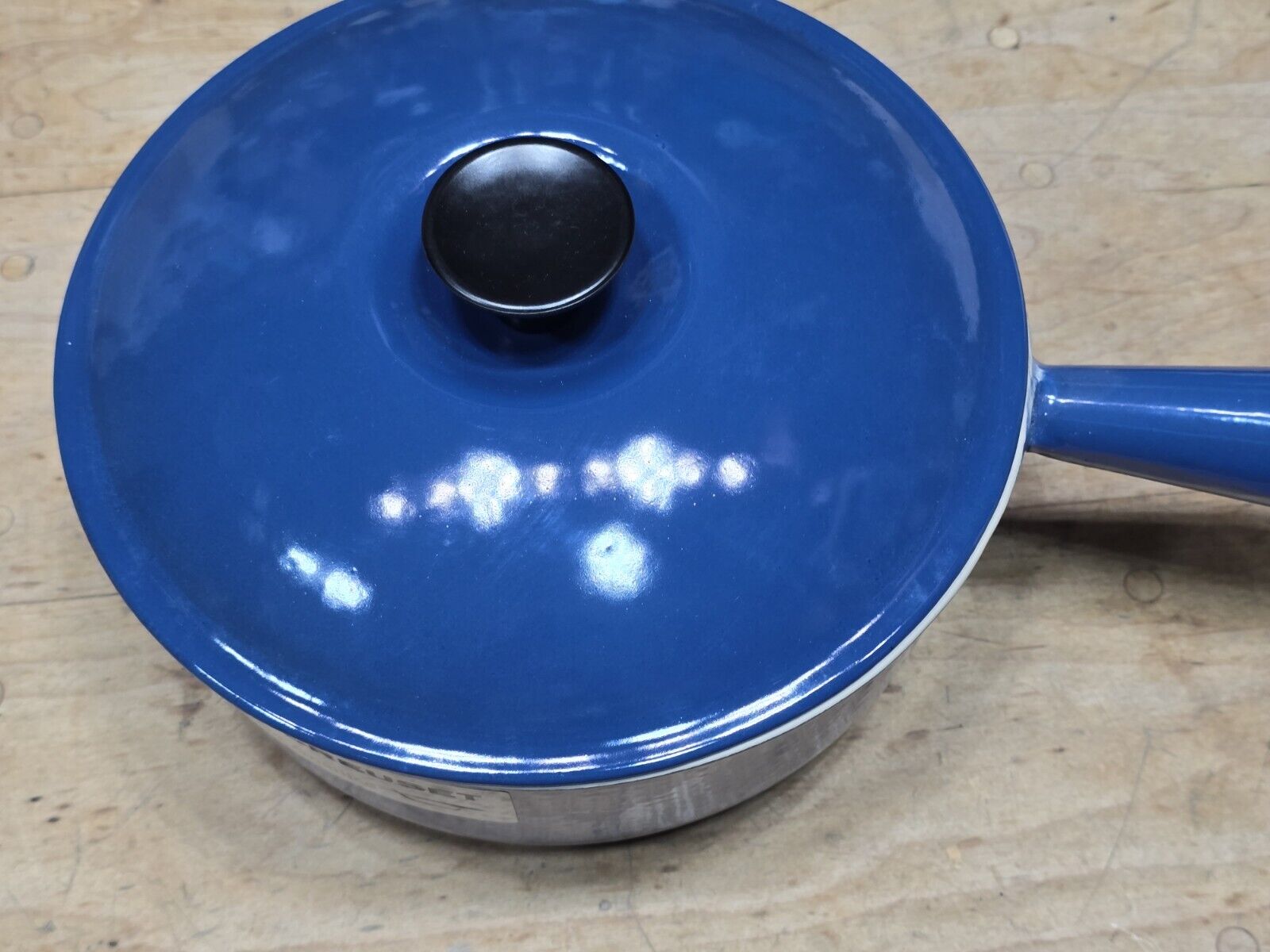 NEW Le Creuset Vintage Cousances BLUE Enamel Cast Iron. Dutch Oven 22 with Lid