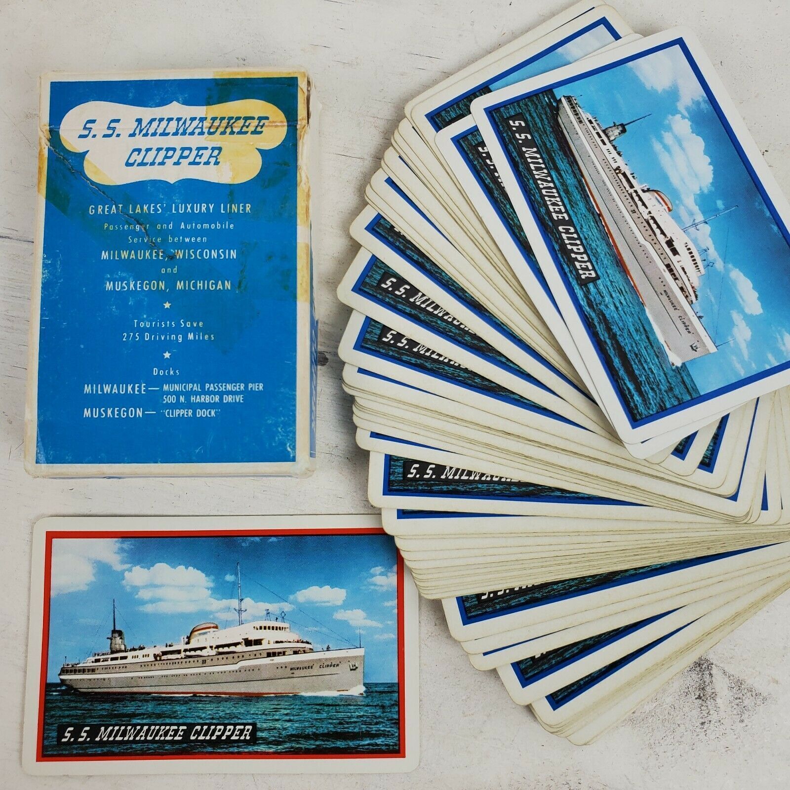 Vintage SS Milwaukee Clipper Playing Cards Great Lakes Luxury Liner Boat