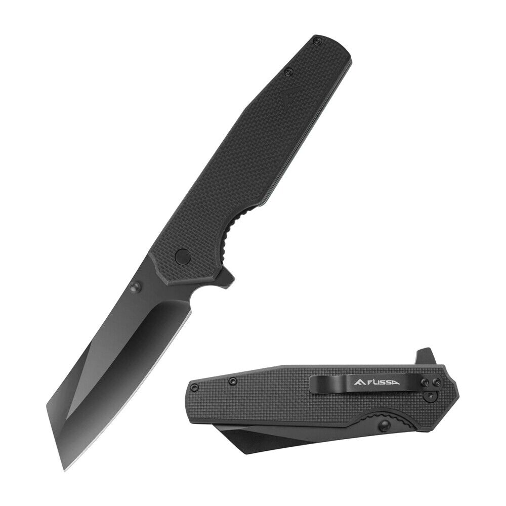 FLISSA Folding Utility Knife G10 Handle 4-3/4 Reverse Tanto Folding Pocket Knife