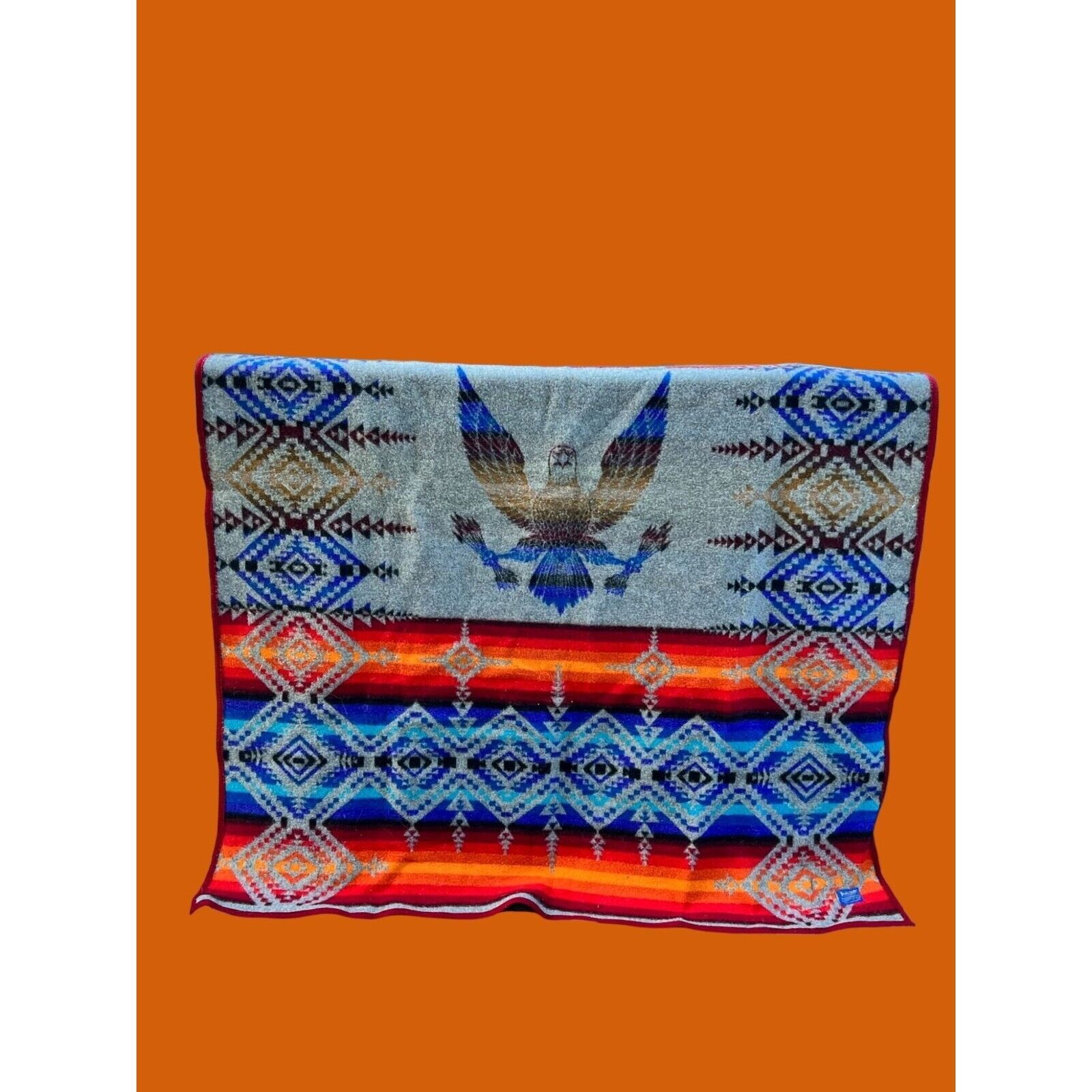 Vintage 70s Pendleton Beaver State Wool Eagle Selatsee Chief Yakama Blanket
