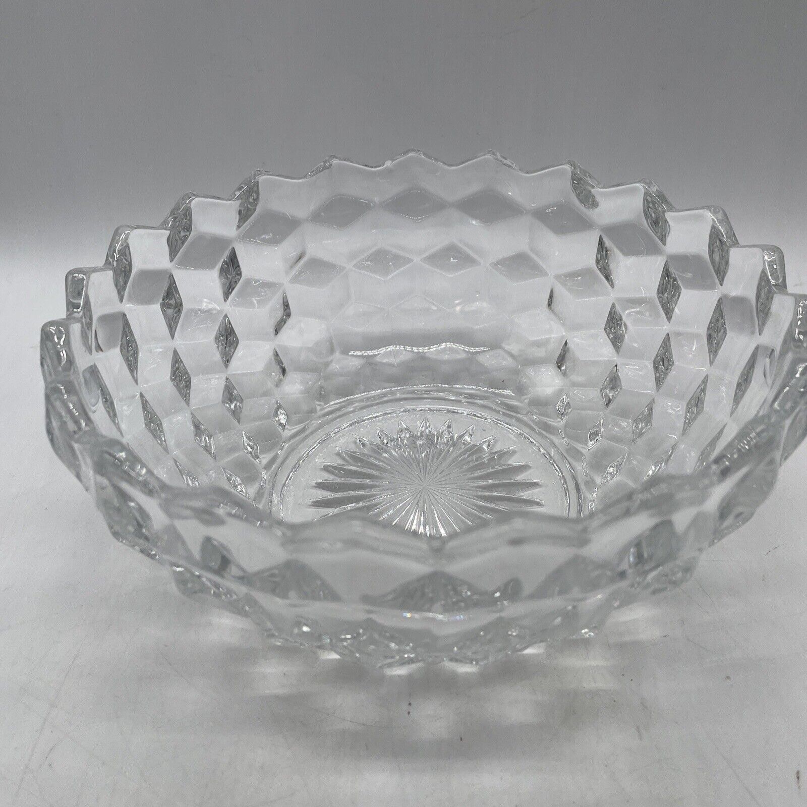 Large Bowl Fostoria American Elegant Glassware Hexagon-Ice Cube-Vtg-NEW