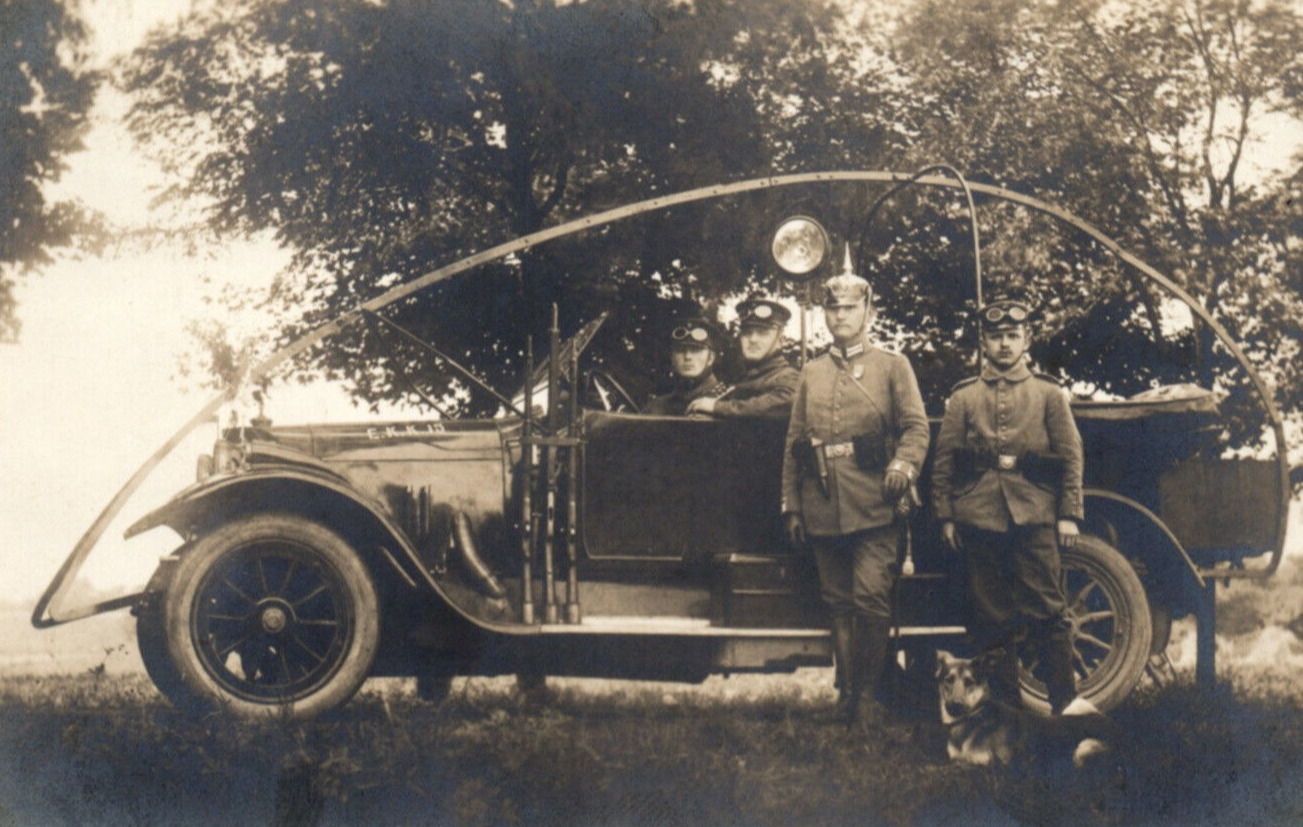 WWI German Army  Automobile Staff Car Wire Cutter Real Photo Postcard