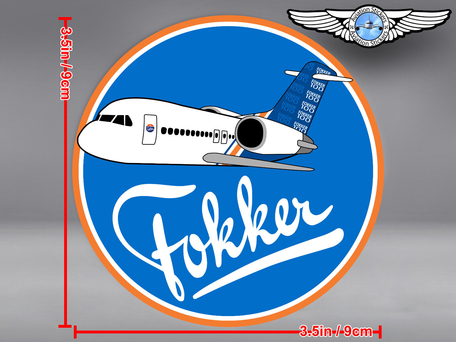 FOKKER 100 F100 HOUSE LIVERY ROUND DECAL / STICKER