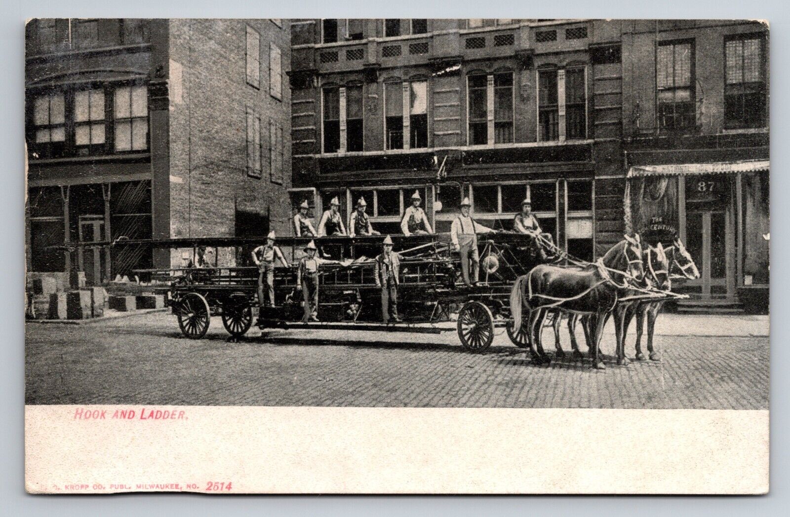 Hook And Ladder Fire Department Milwaukee Wisconsin Vintage Posted 1909 Postcard