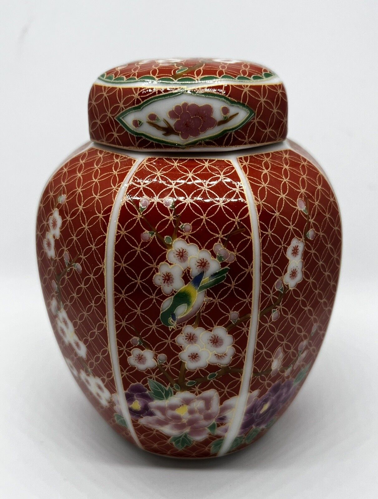 Takahashi  Cloisonne Ginger Jar San Francisco 1981 Floral Hand Decorated Japan