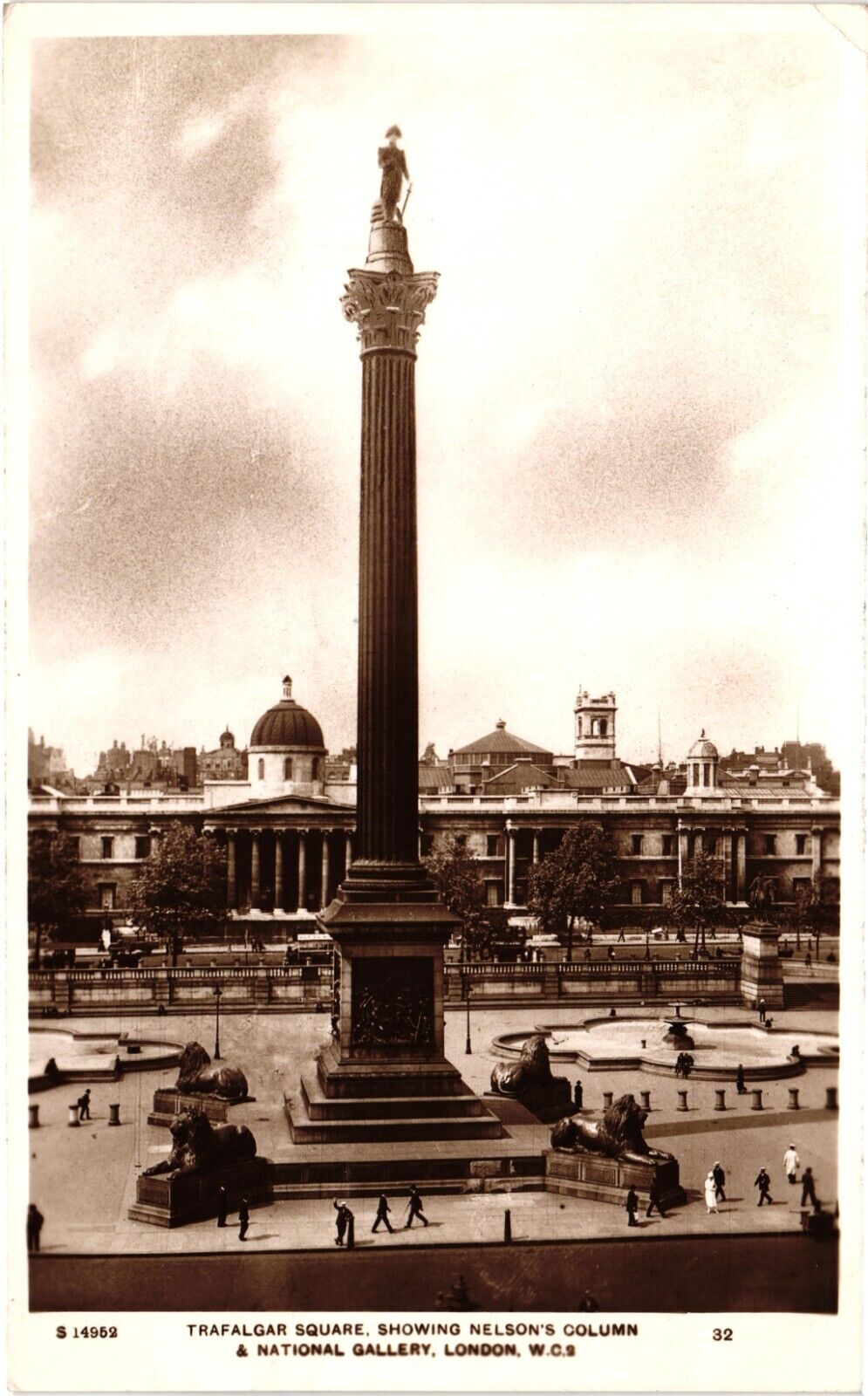 Trafalgar Square Posted 1933 Undivided Back Kingsway Real Photo Postcard
