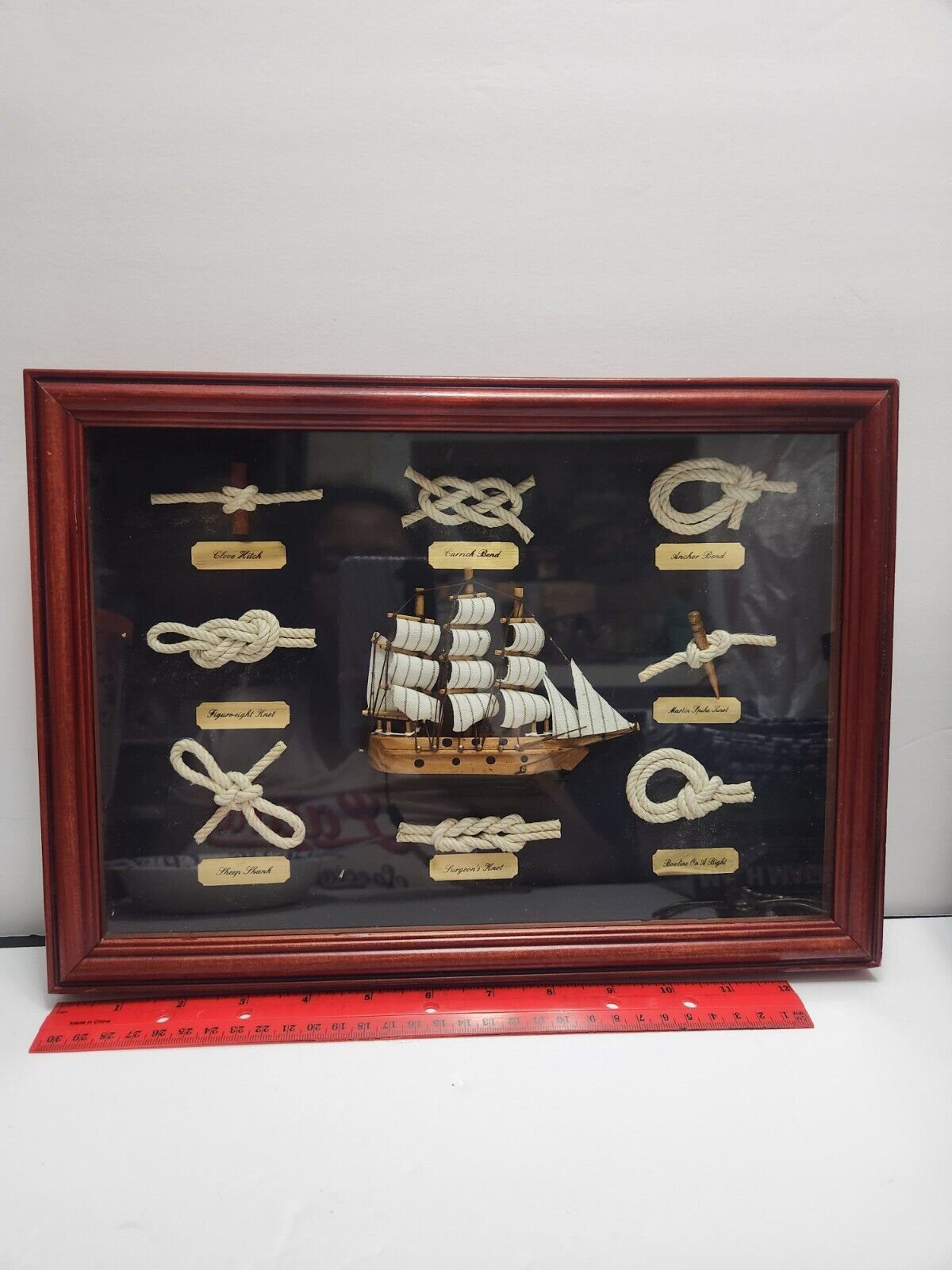 Nautical Framed Wood Picture Display Frame Knots Boat Sailors Wall Art SailBoat