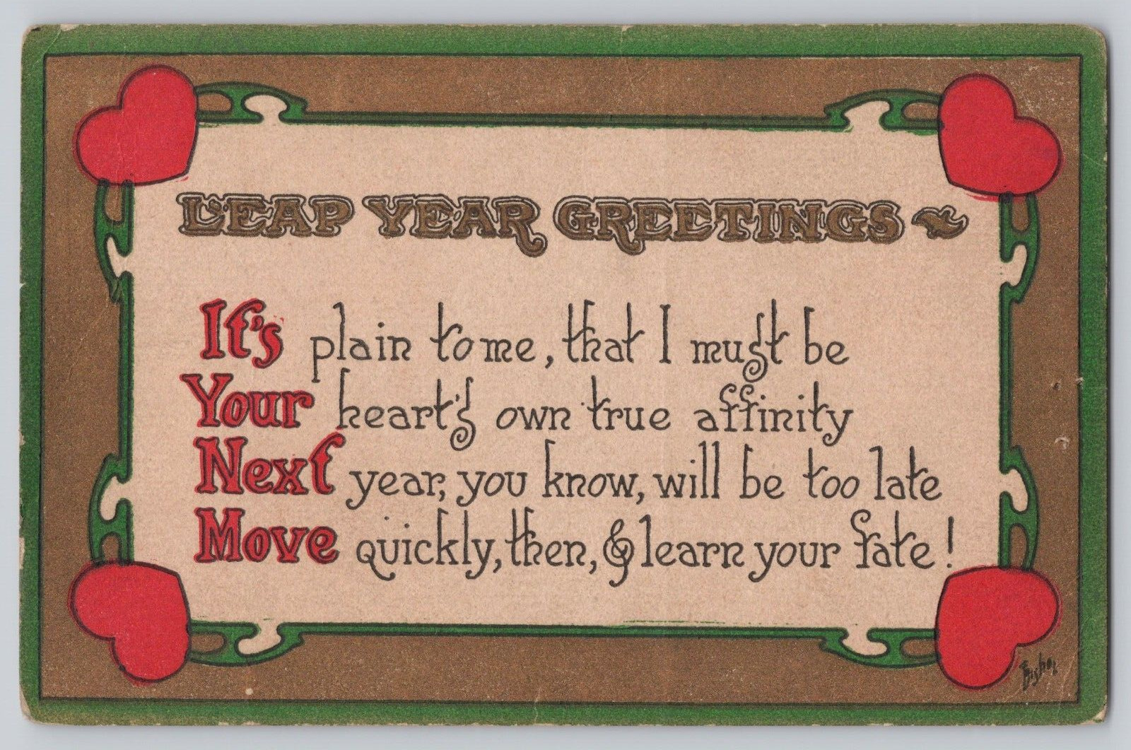 Postcard Vintage Leap Year Greetings  c 1910?