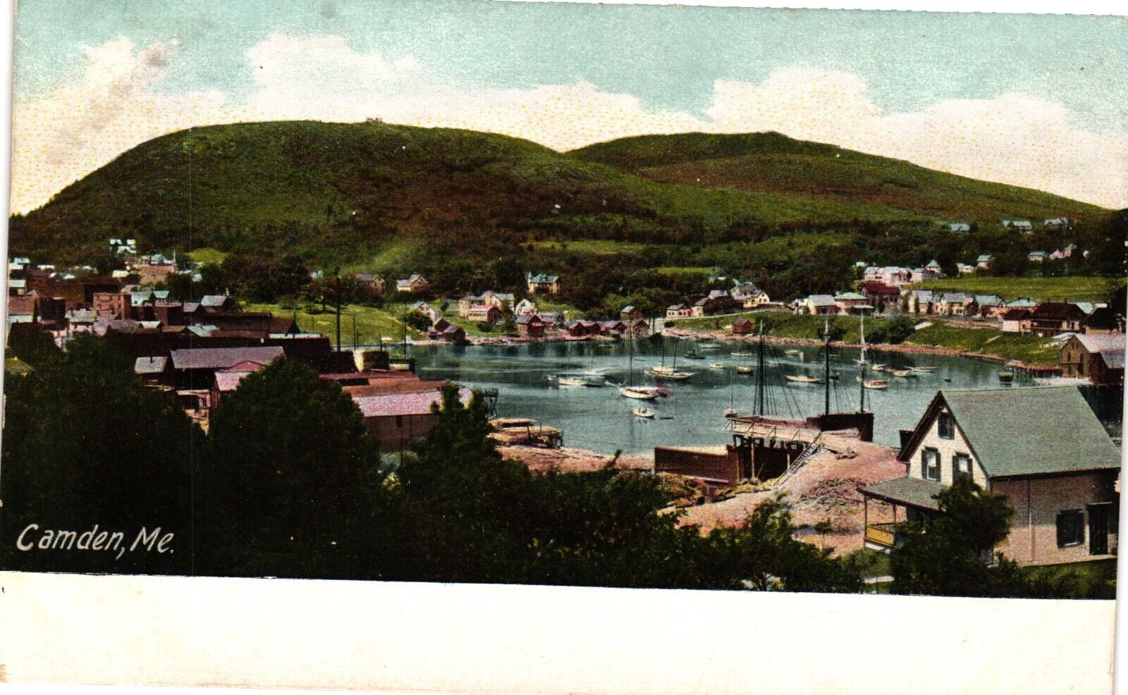 Camden Maine Village View Vintage Postcard c1901 Undivided Back Unposted