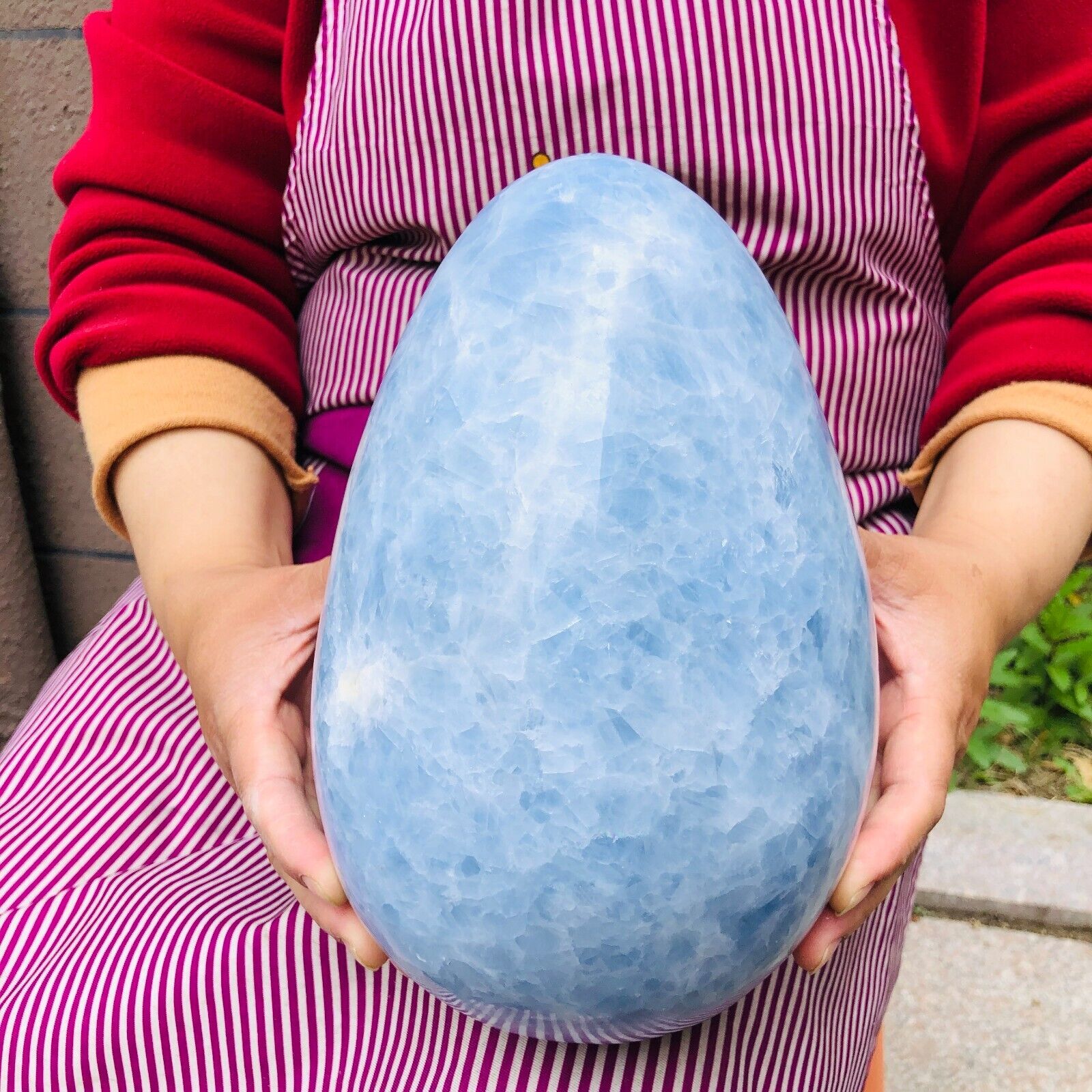 18.15LB Large Natural Blue Celestite Egg Quartz Crystal Polished Egg Healing