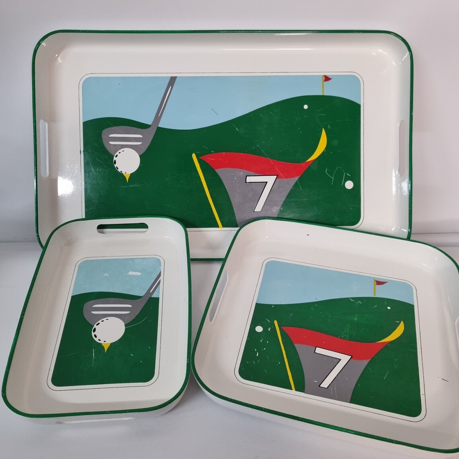 Rare set 3 VTG Studio Nova Plastic Trays Modular Nesting Golf Man Cave Dad