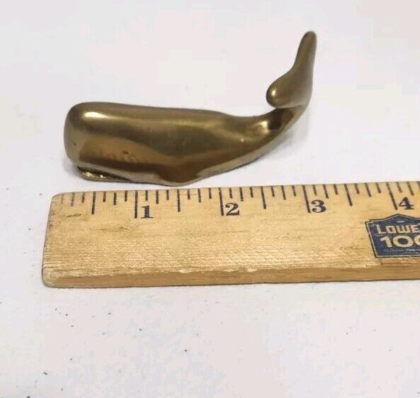 Vtg Brass Whale Paper Weight Figure Miniature 
