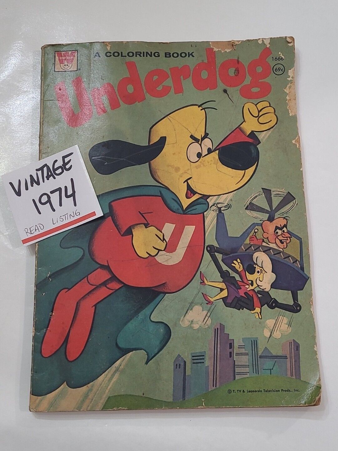 Under Dog Coloring Book Witman Vintage 1974 Old 1970\'s-1980\'s Cartoon HTF Rare 