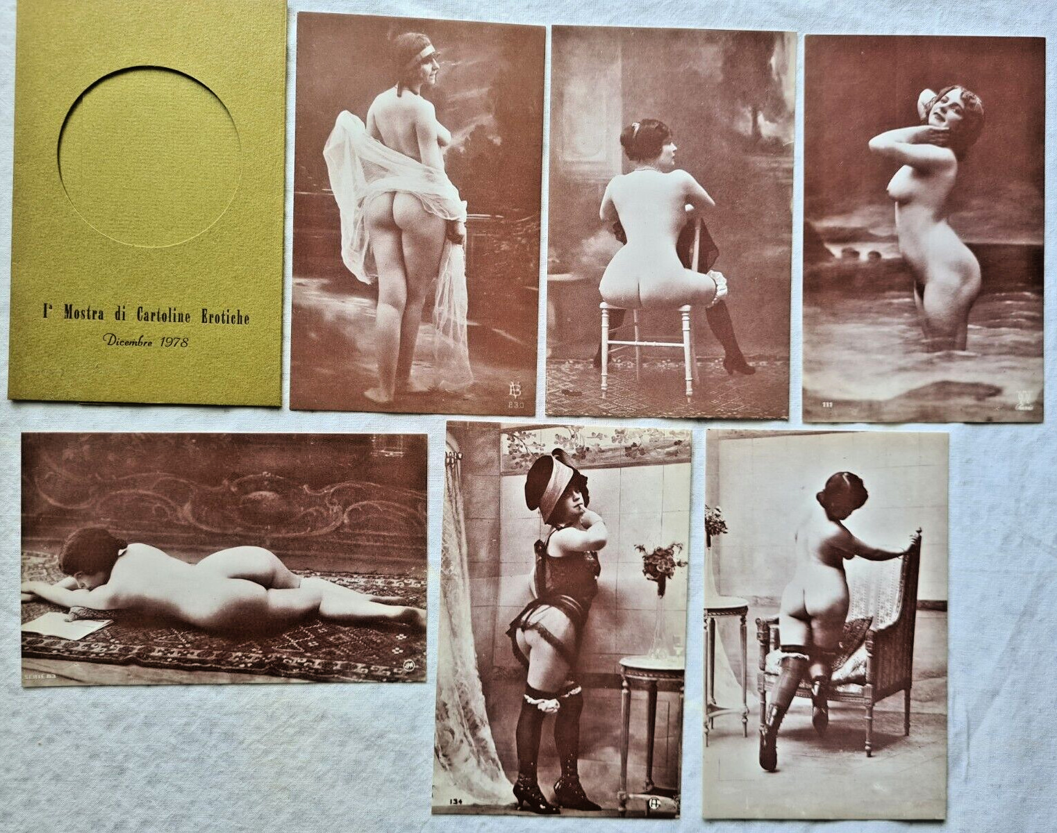 ** RARE 6 Card Pouch, Pin Up, Mostra di Cartoline Erotiche, 1978, Italy