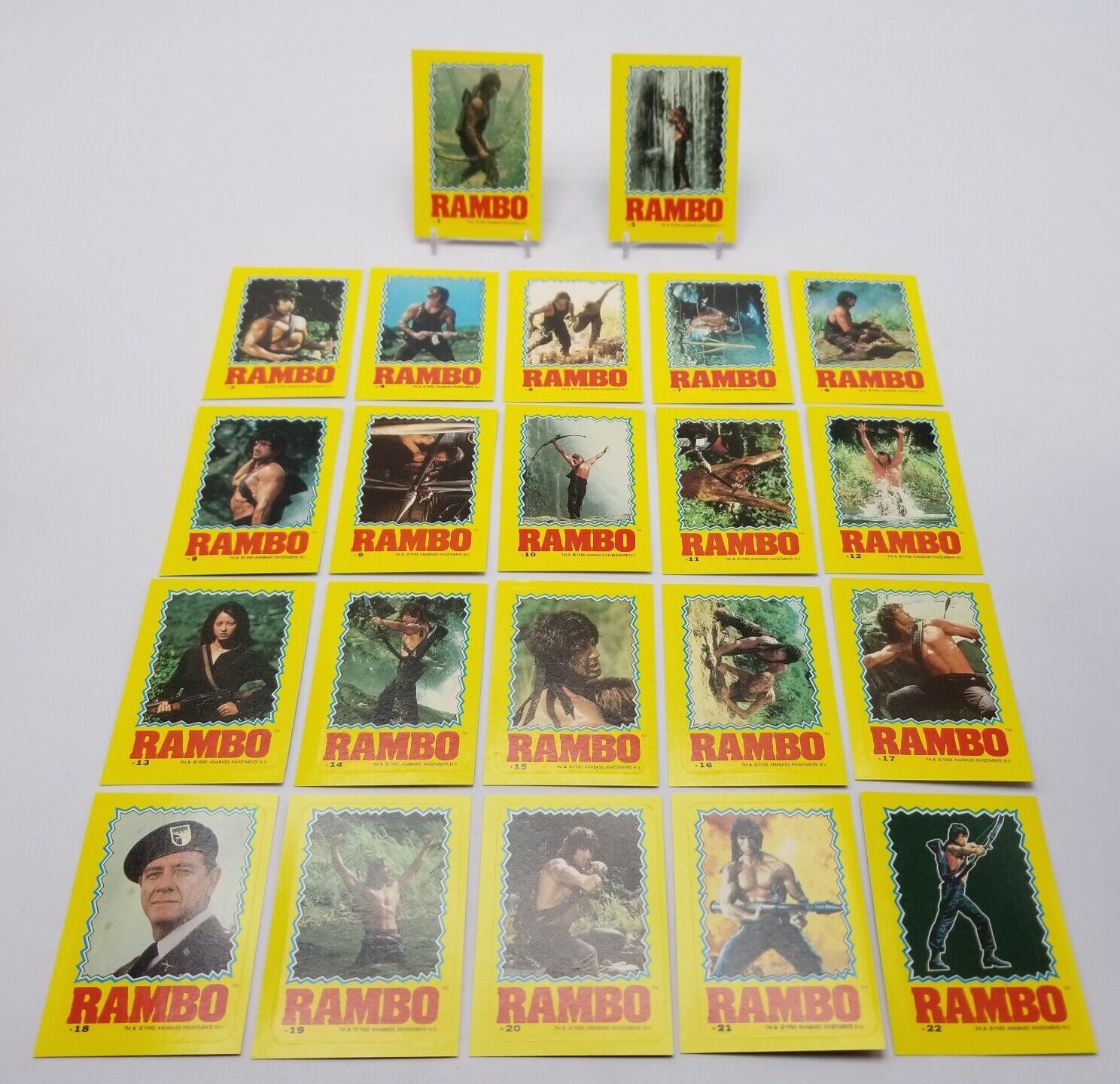 1985 Topps RAMBO (Movie) 22 Card Sticker Complete Subset / Insert Set Stallone