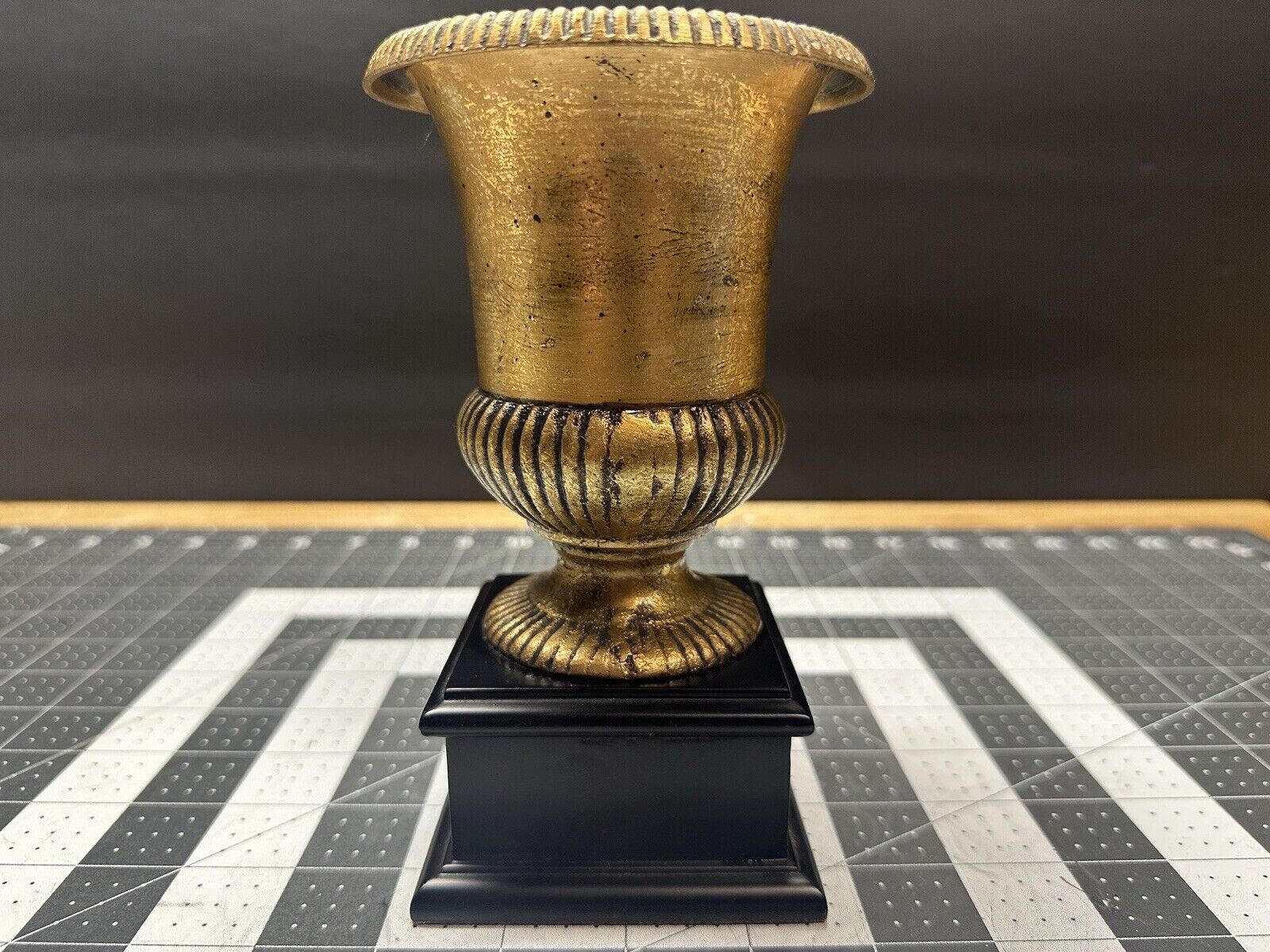 Bombay Co. Heavy Figural Motif Handle Pedestal Art Deco Vase Urn