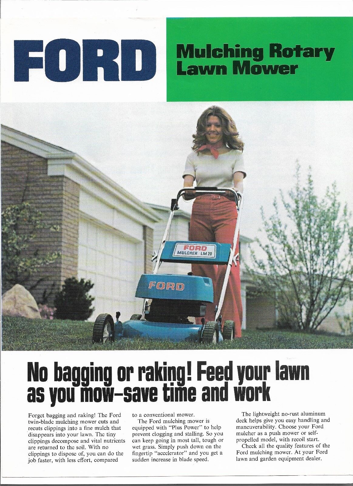 Original OE OEM Ford Mulching Rotary Lawn Mower Dealer Sales Brochure Spec Sheet