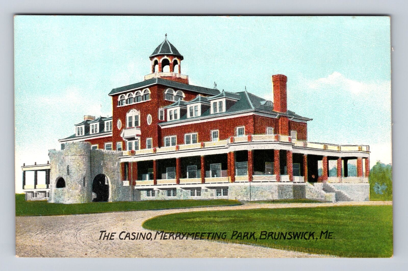 Brunswick ME-Maine, The Casino, Merrymeeting Park, Antique, Vintage Postcard