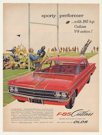 1962 Oldsmobile Olds F-85 Cutlass Football Game Ad