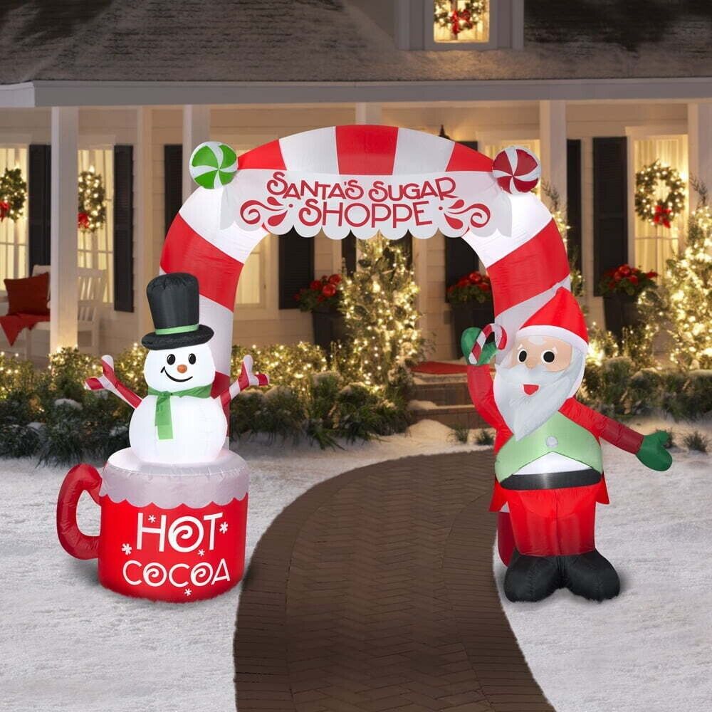 Holiday Time 9\' Santa\'s Sugar Shoppe Giant Arch Airblown Christmas Inflatable