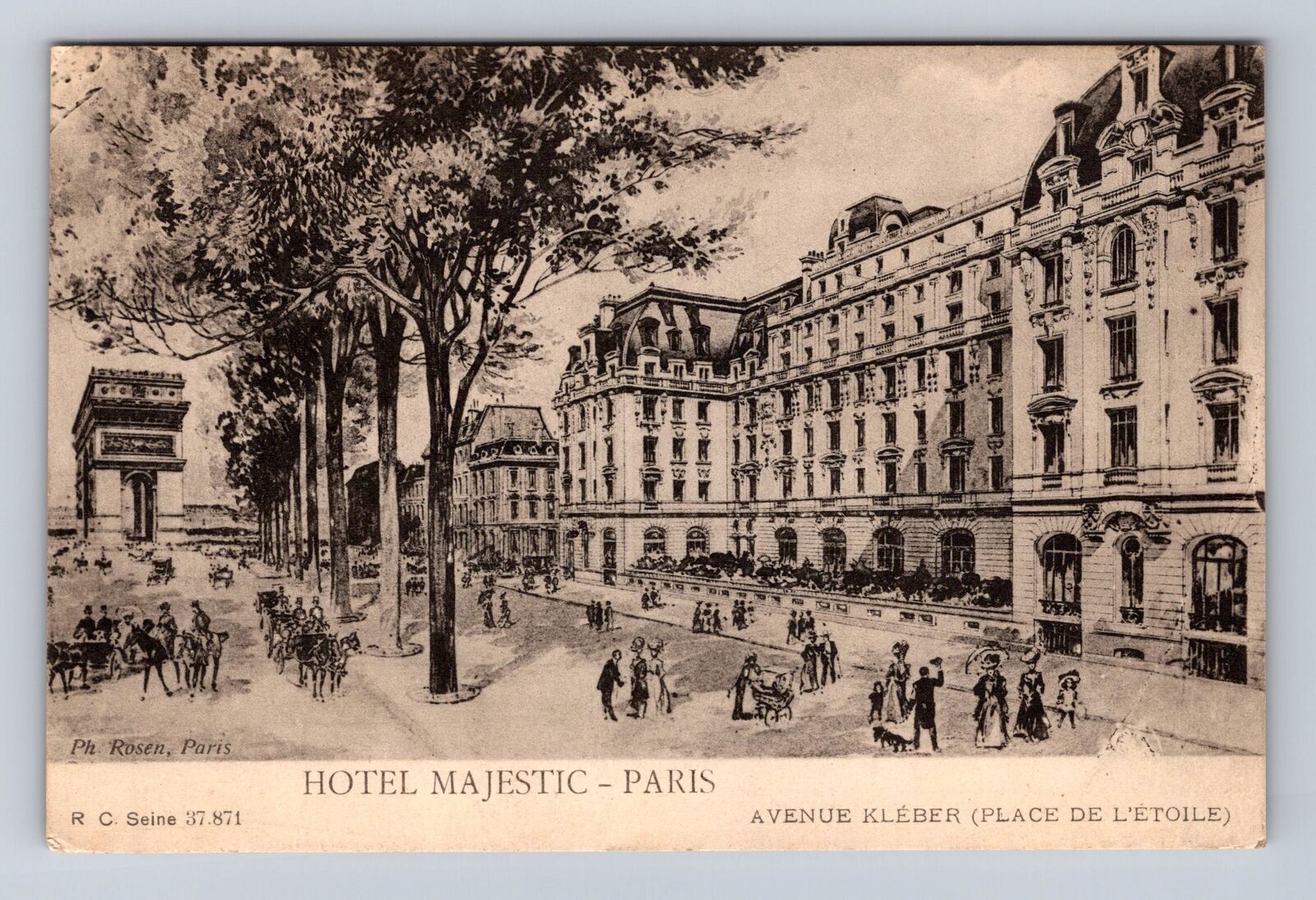 Paris, Hotel Majestic, Advertising, Antique Vintage Souvenir Postcard