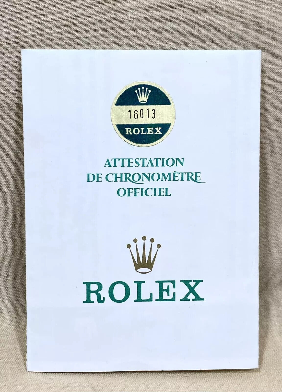 ROLEX Certificate Caseback Sticker 16013 Datejust 36 Gold Steel 8666692 1985