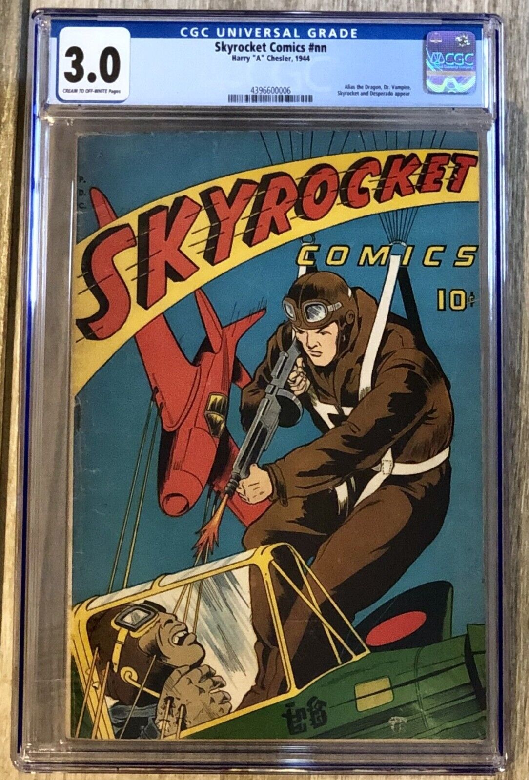 Skyrocket Comics CGC 3.0 #NN (1945 Harry A. Chesler) Pre-Code War Bullet To Face