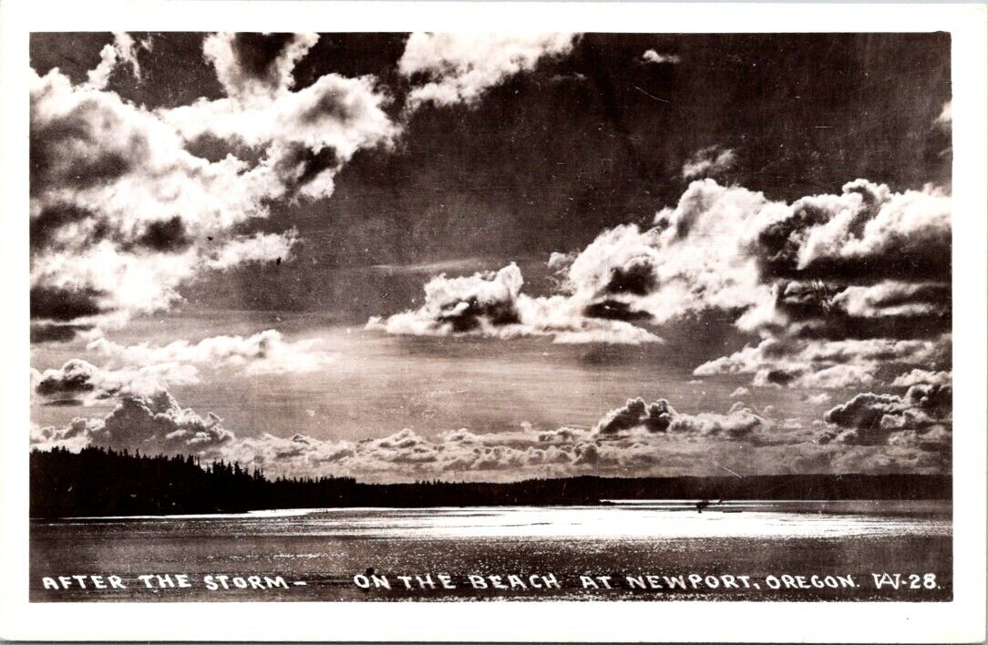 RPPC Newport OR After Storm Beach Clouds c1930-1940s Andrews photo postcard HQ17
