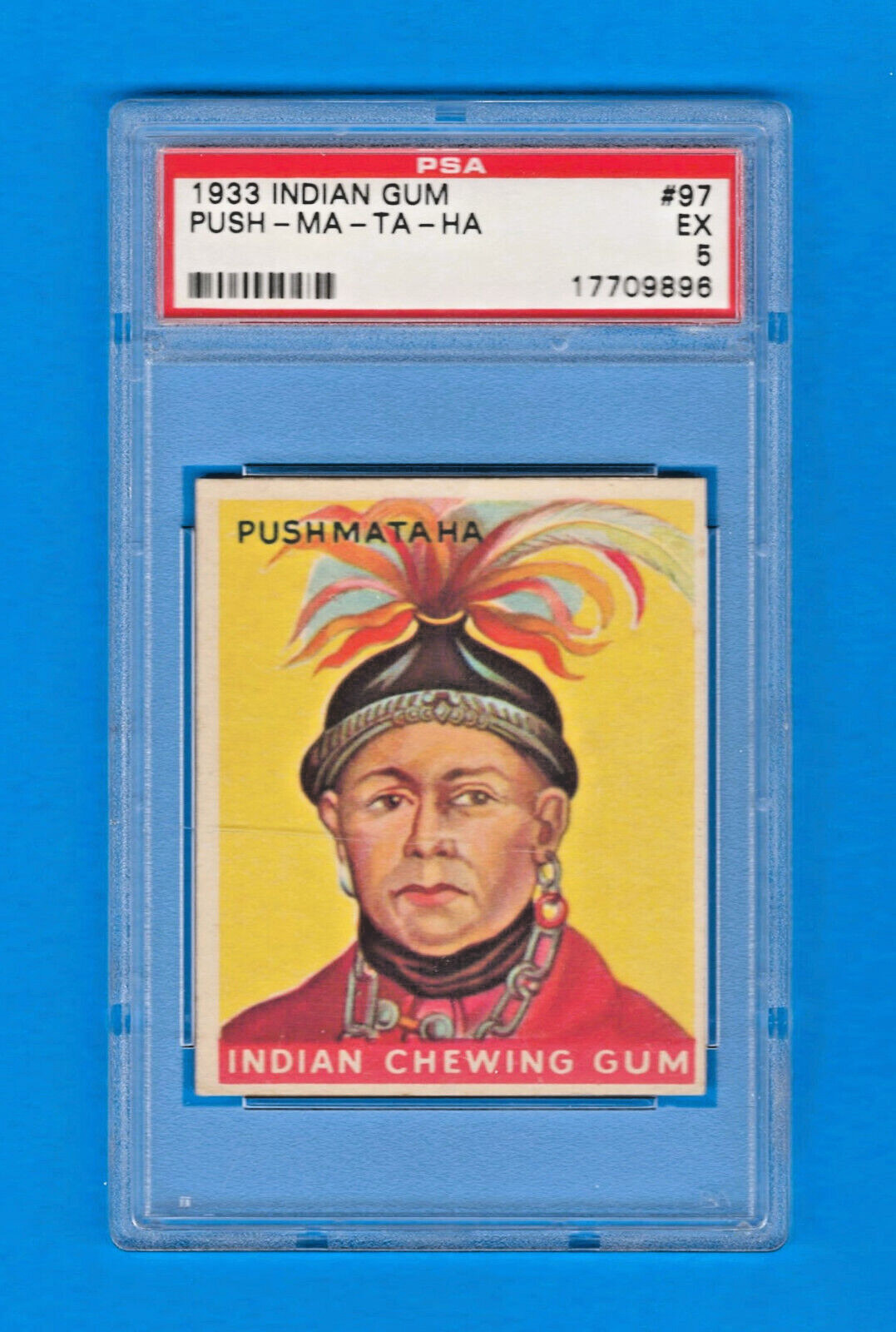 1933 R73 Goudey Indian Gum Card - #97 - PUSHMATAHA - Series of 192 - PSA 5 - EX
