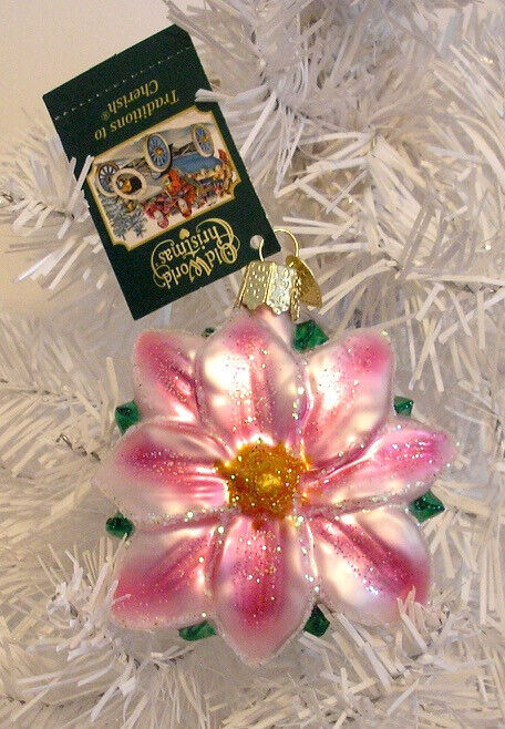 2019 - CLEMATIS FLOWER - OLD WORLD CHRISTMAS BLOWN GLASS ORNAMENT - NEW W/TAG