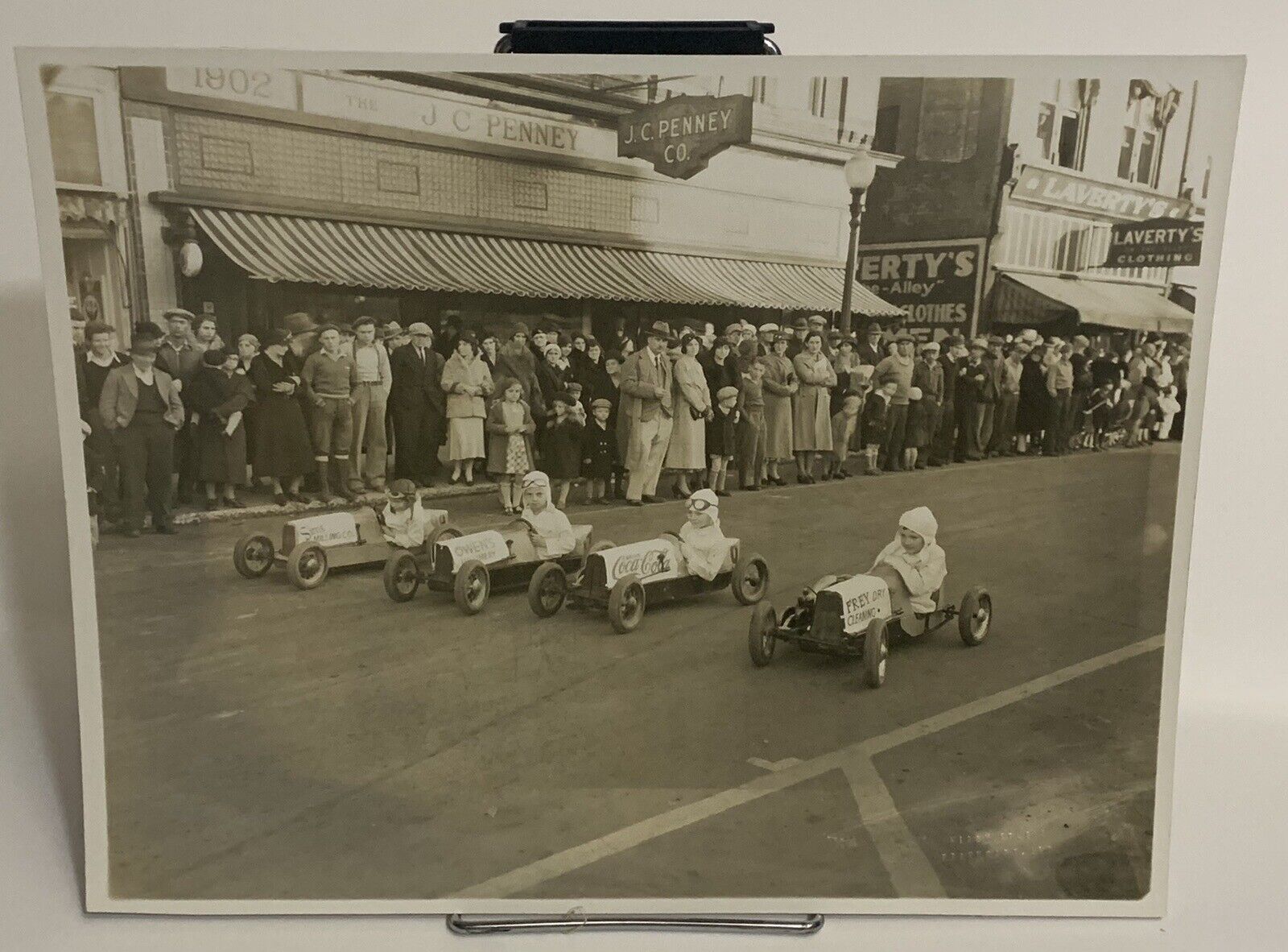 Vintage 1930s Frankfort Indiana Fall Festival Kids Racing Photo Coca Cola