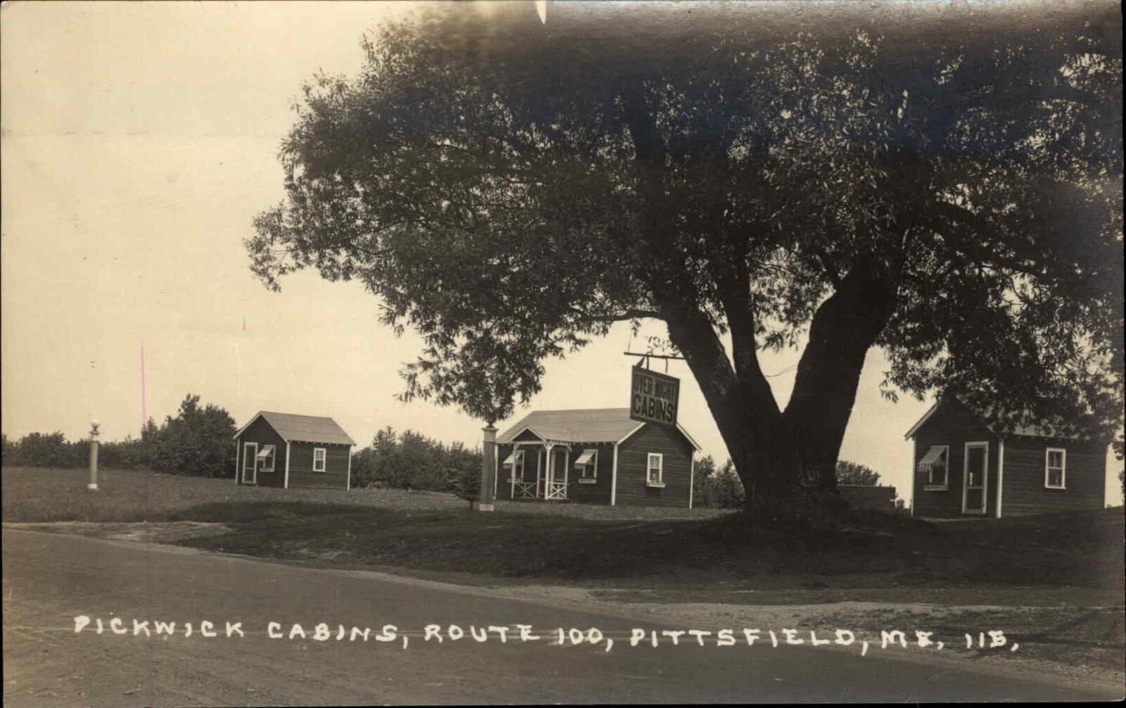 Pittsfield ME Pickwick Cabins Route 100 c1920s Real Photo Postcard
