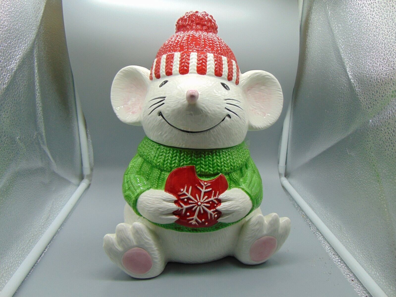 Homeworx Christmas Mouse Cookie Jar MINT