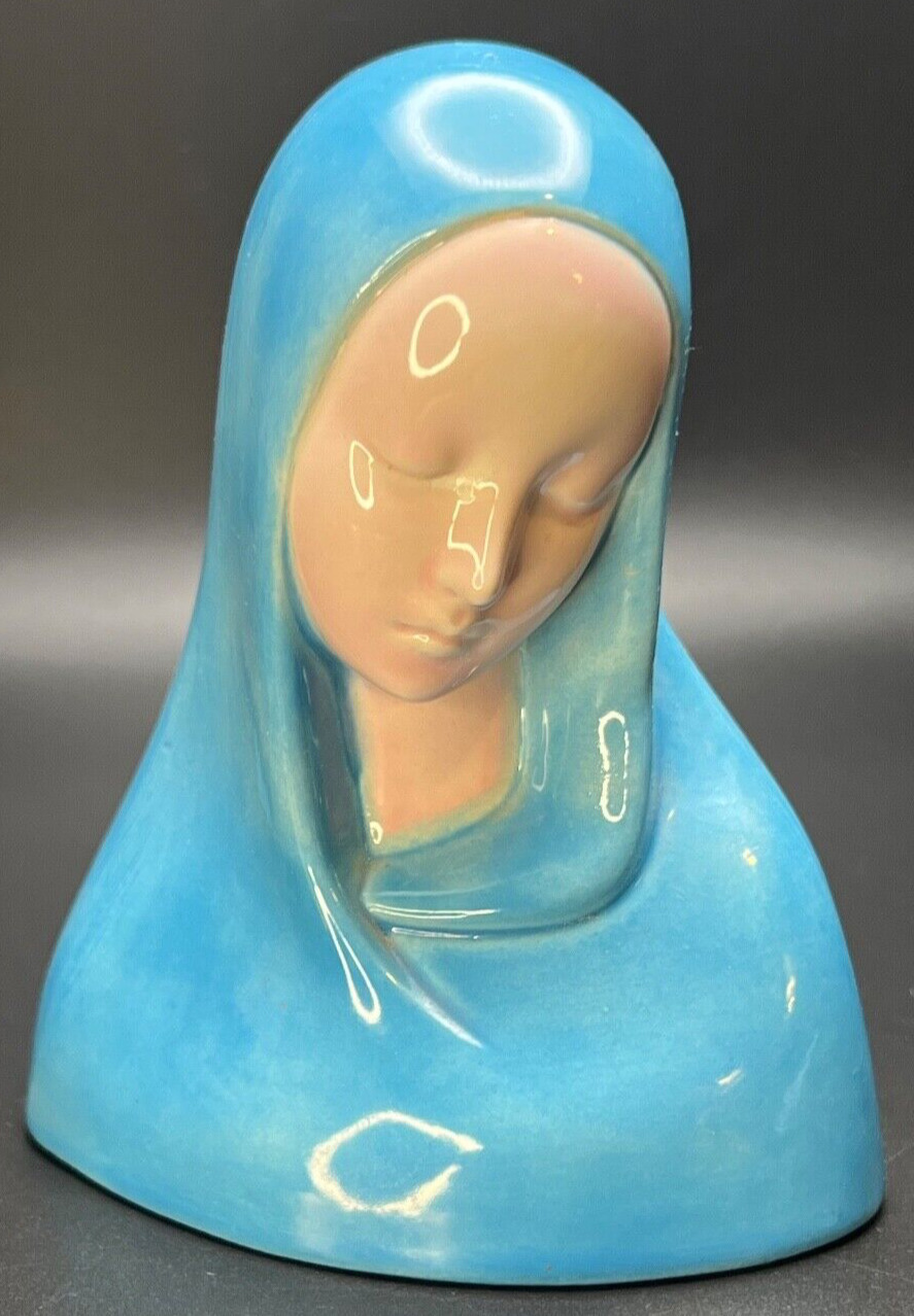 Vintage Hand Painted Holland Mold Virgin Mary Ceramic Head Bust, 5\