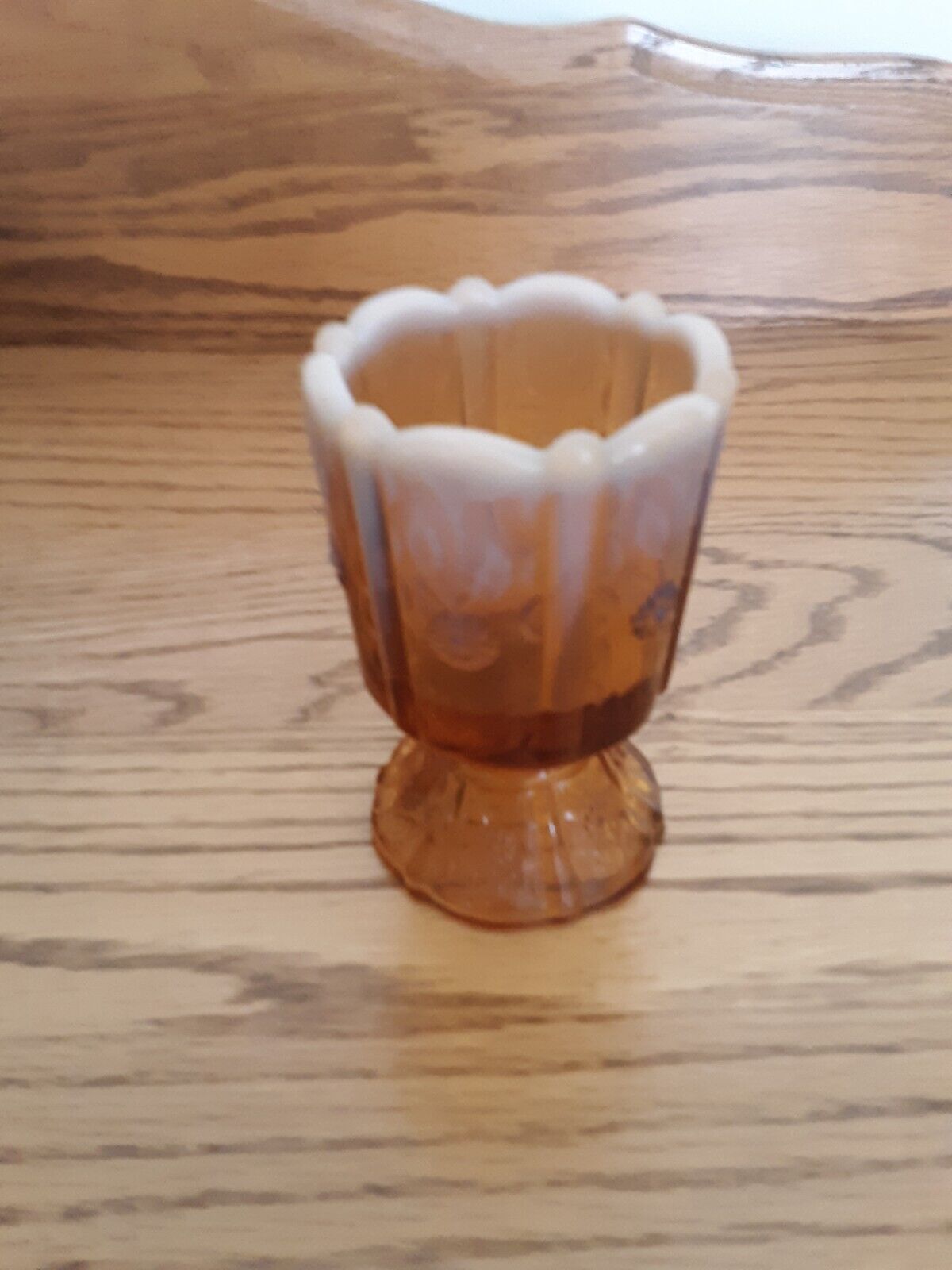 Vintage Fenton Caramel Brown Slag Glass Candle Holder