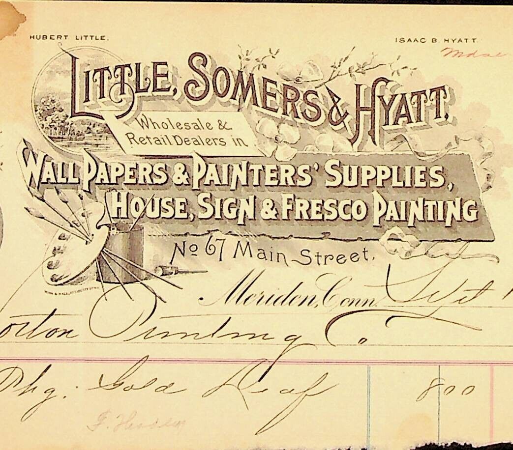 1902 Little Somers & Hyatt Painting Supp.  Bill to Horton Printing at Meriden CT