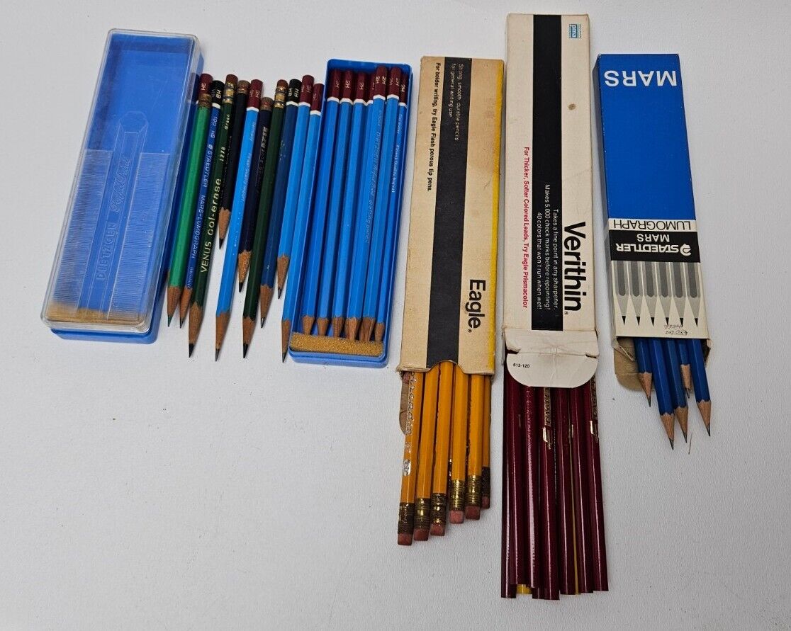 Vintage Lot of Drawing Drafting Pencils Staedtler, Eagle, Verithin, Dietzgen